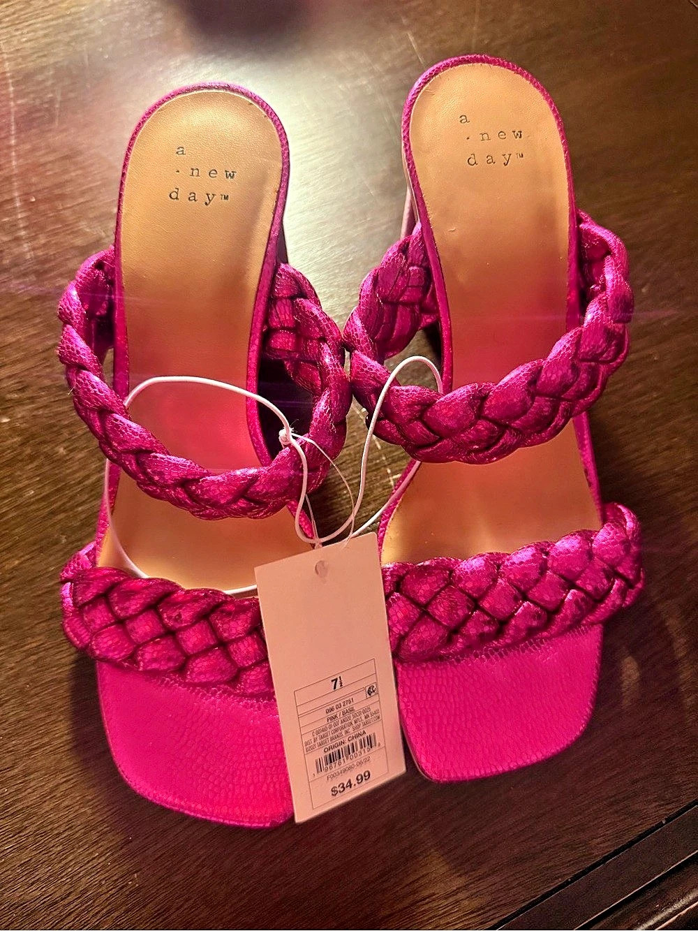 a new day Braided Platform Sandals Pink Size 7.5 NWT